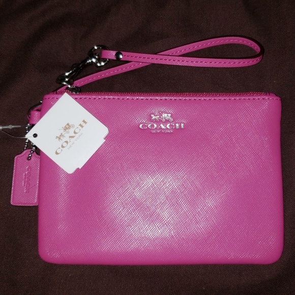 Coach Handbags - NEW Coach Wristlet F52206 Fuchsia Pink Silver NWT